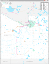 Blue Earth County, MN Wall Map Premium Style 2024